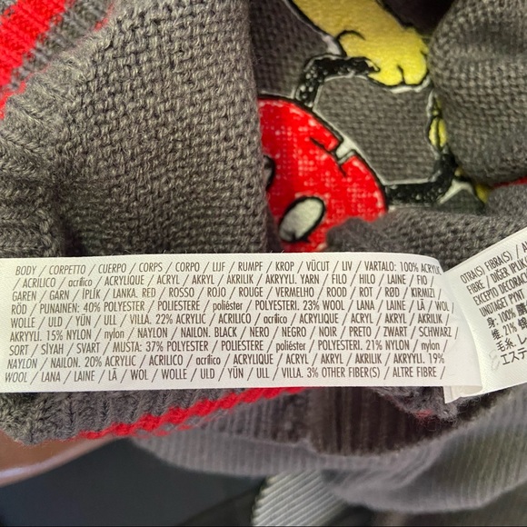 Disney Mickey Mouse V-Neck Varsity Sweater Sz L - Picture 5 of 6